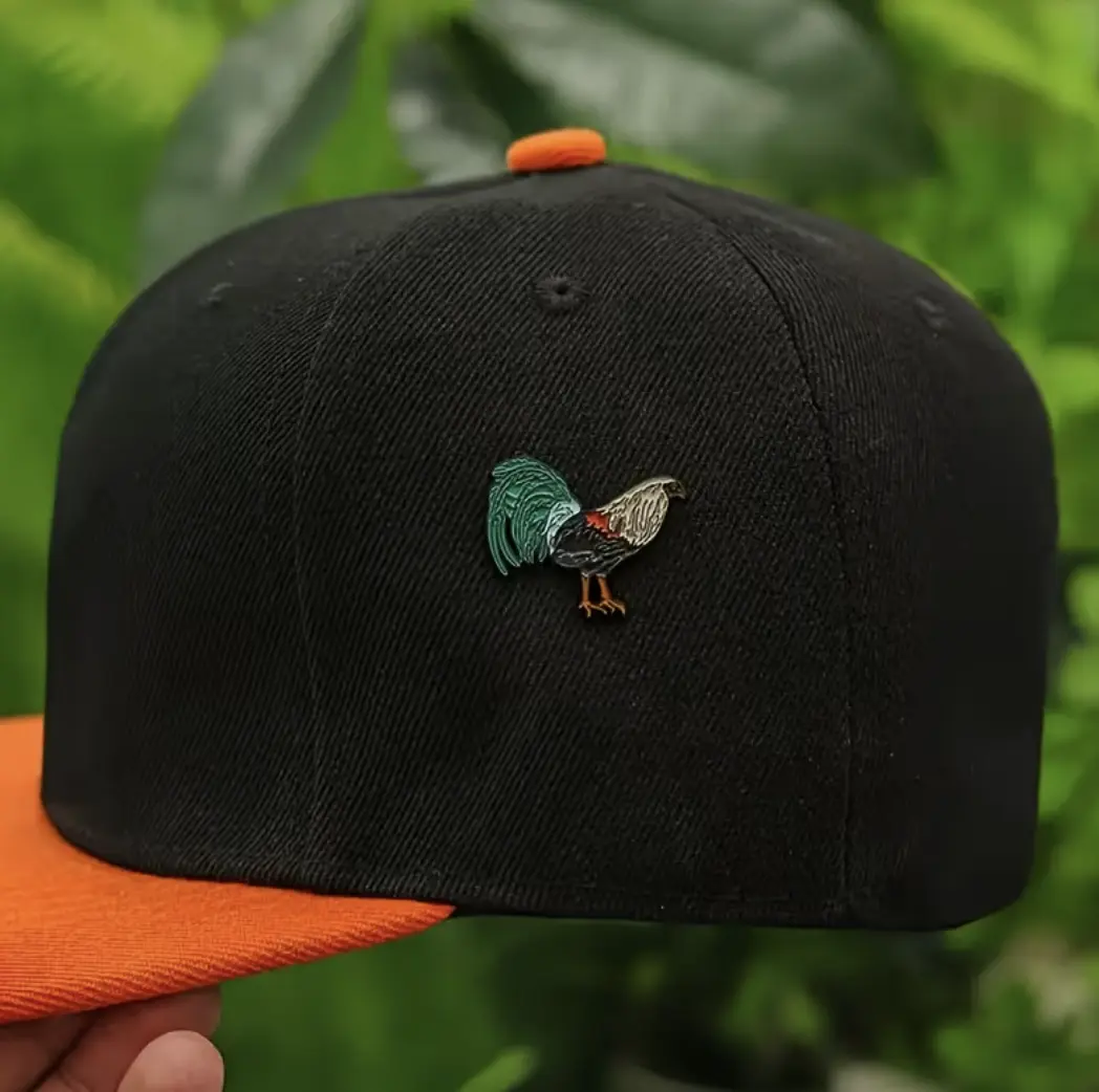 Rooster Hat Pin - Metal Design with Green & Yellow Accents, Accessory for Hats, Backpacks