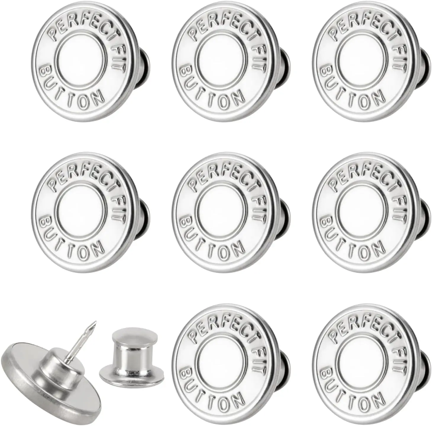 8 Sets of 17 mm Pants Button, Jean Buttons Pins for Loose Jeans, Adjustable Button for Jeans,  and Adjustable Metal Pants Button Tightener