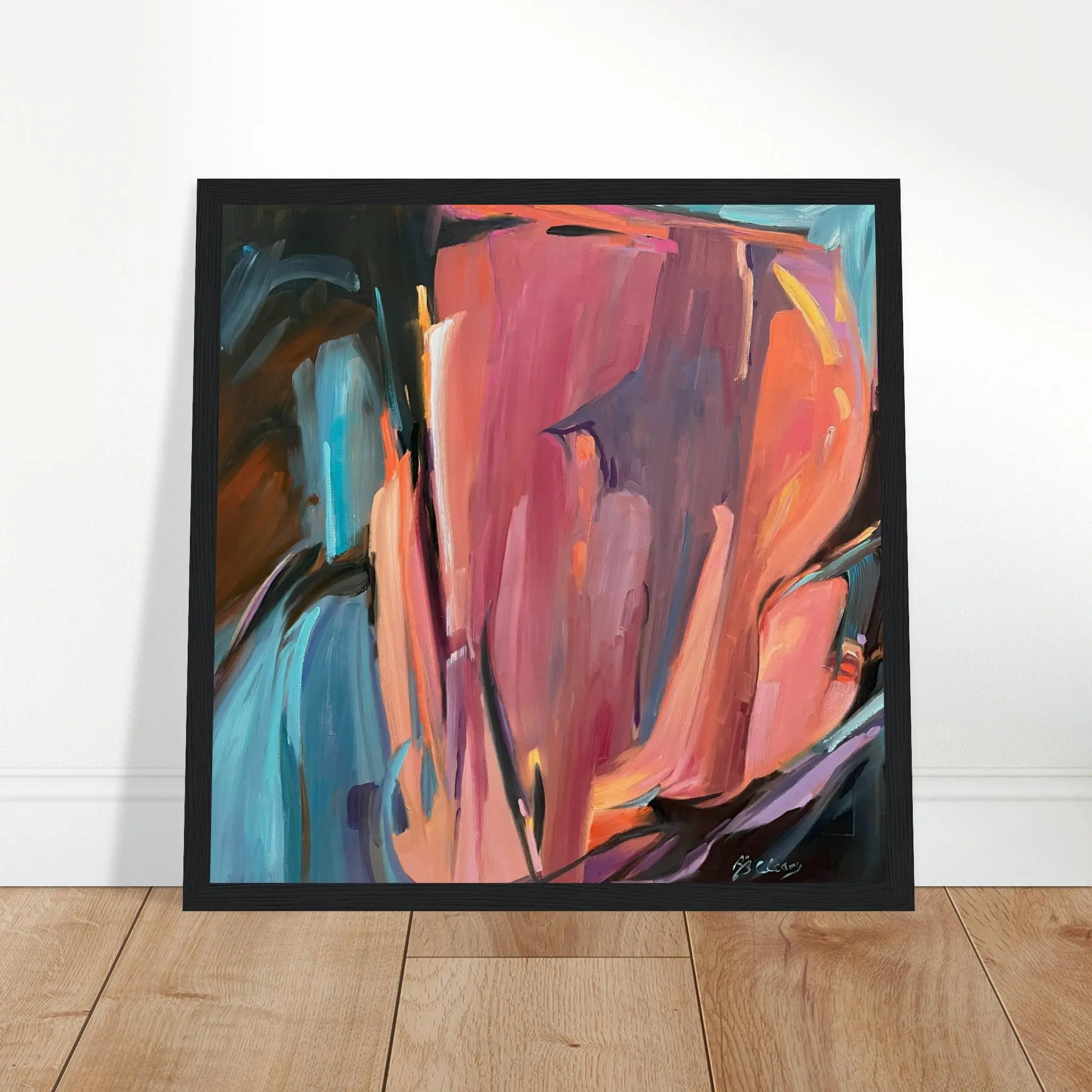 'Colorscape' Abstract I  Ready-to-Hang 12x12 inch Framed Art Print I Original Artwork by American Artist Barbara Cleary