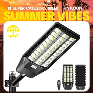 HYKOONT Solar Street Light Outdoor Dusk to Dawn LED Solar Flood Light Motion Sensor Solar Lights Outdoor Waterproof with Remote Control for Parking Lot Backyard Lighting TikTokShopBlackFriday summergarden