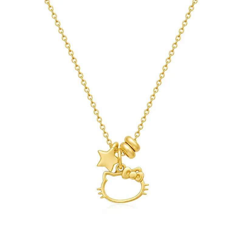Cute Kitty Charm Necklace – 18K Gold Plated