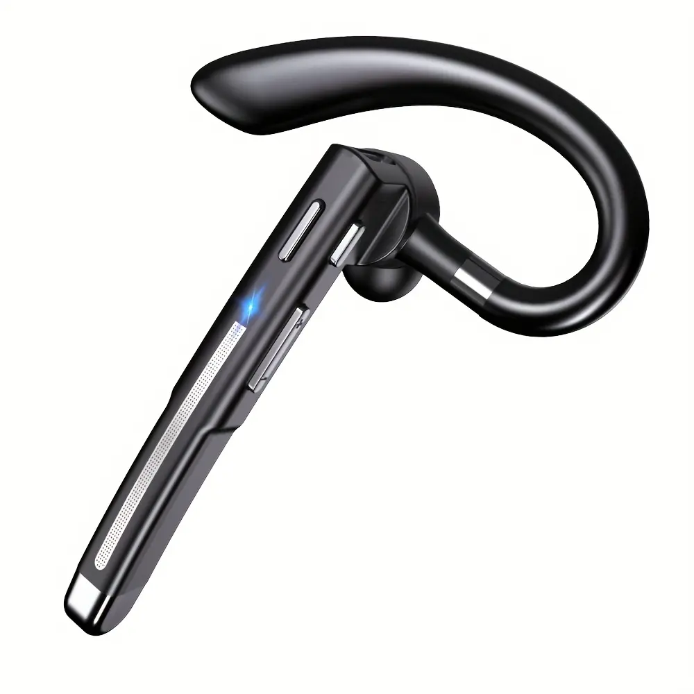 Bluetooth earphones, V5.3 wireless hands-free headset with noise-cancelling microphone, 33 hours talk time, single earbud, compatible with iPhone and Android phones, for driving and business (black)