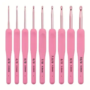9-Piece Ergonomic Crochet Hooks Set, Soft Handle, Ideal for Knitting Scarves, Gloves, Hats, 2.0-6.0mm, Beginner Friendly