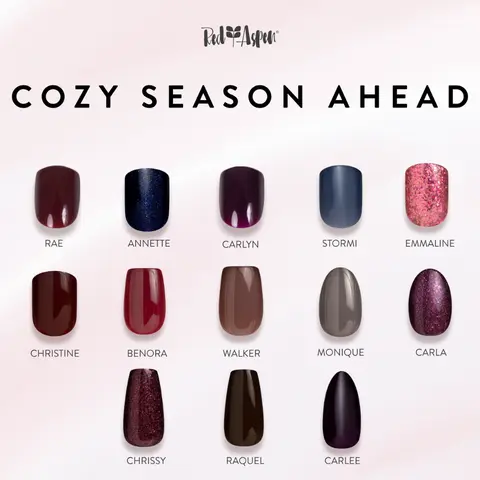 Red Aspen Cozy Season Ahead Press On Nails Collection Salon-Quality Damage-Free 2-Week Wear Nail Dashes