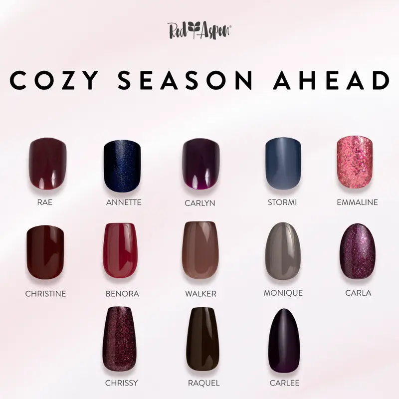 Red Aspen Cozy Season Ahead Press On Nails Collection Salon-Quality Damage-Free 2-Week Wear Nail Dashes