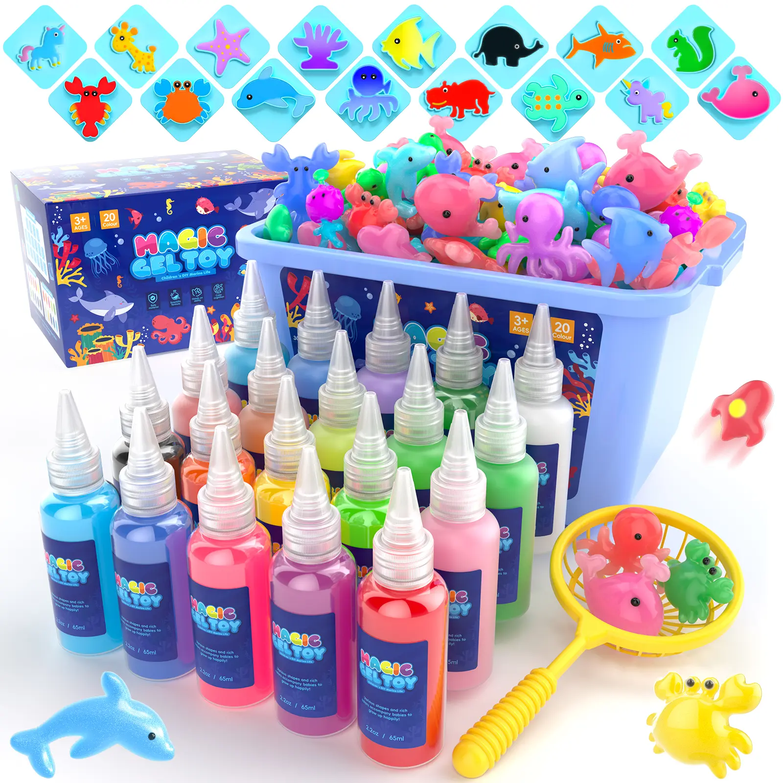 Joyfresh Magic Water Elf Toy Kit, Aqua Fairy Water Gel kit with 20 Magic Gel and 16 Molds-Easter Craft, Water Pets, Birthday Gifts Crafts&Art DIY Kit
