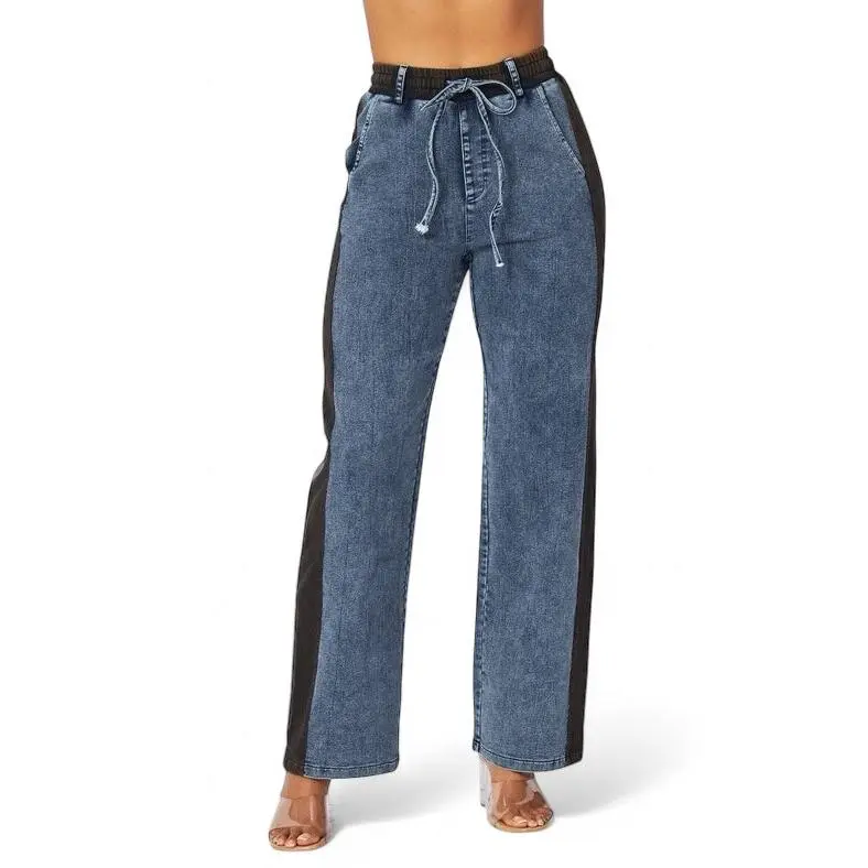 Rory Straight Leg Denim Detail Jean Sweatpants