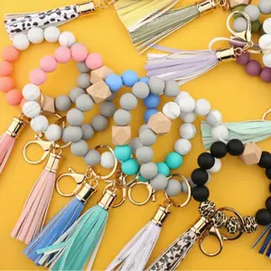 Tassel Decor Beaded Keychain, Boho Style Keychain for Women & Men, Simple Style Car Keychain/Bag Charm, Fashion Accessories for Friends Gift