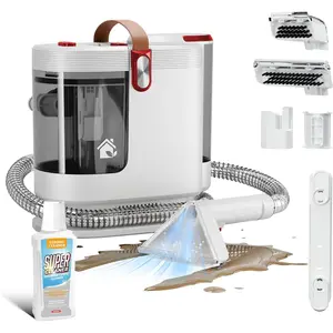Portable Carpet & Upholstery Cleaner – 15KPa Powerful Spot Cleaner for Pet Urine, Couch, Stairs & Car Seats – Handheld Deep Cleaning Machine with Self-Cleaning System & 2 Tools, Red