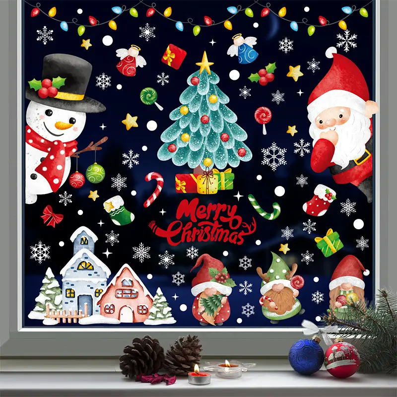 9 Sheets Christmas Window Stickers, Vibrant Holiday Window Decals for Home and School Party Festival,Christmas Gift, TikTokShopBlackFriday, TikTokShopCyberMonday