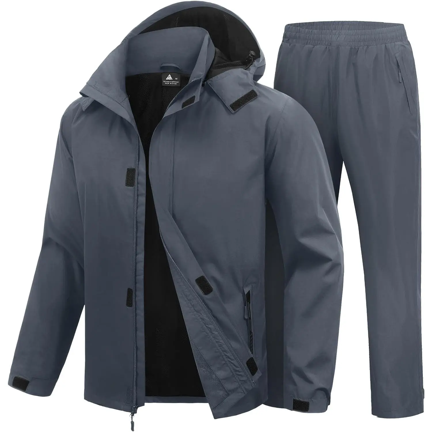 SWISSWELL Men's Waterproof Dual-Layer Rain Suit, Lightweight Breathable Windbreaker Jacket & Pants with Detachable Hood, Adjustable Strap, Hiking Outfits for Golf, Cold Wash Compatible
