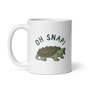 Oh Snap Mug Funny Snapping Turtle Joke Novelty Cup - 11oz Funny Coffee Mugs Ceramic Printed Drinkware Cup