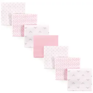 Luvable Friends Cotton Poly Flannel Receiving Blankets Bundle 7-Pack, Tiara, One Size