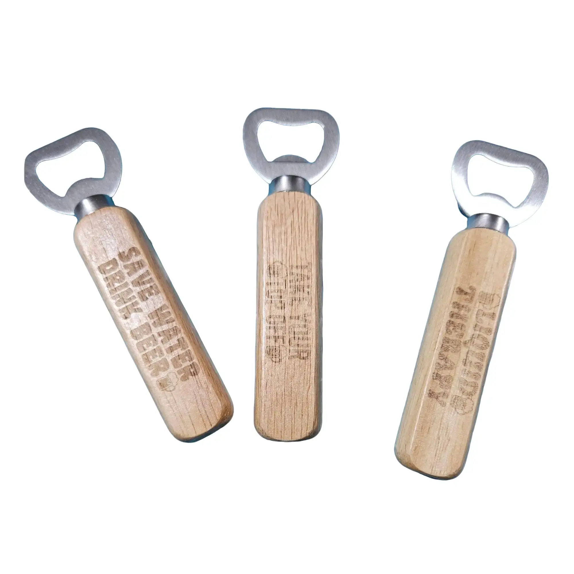 Custom Laser-Engraved Wooden Bottle Openers – Personalized Rustic Barware with Humorous Sayings