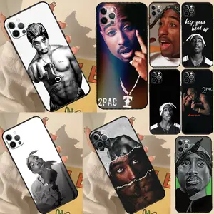 Transparent straight edge case Rapper 2pac Tupac Phone Case For Samsung Galaxy S25 Ultra S20 S21 S22 S23 S24 Plus S9 S10 S24 FE Back Cover