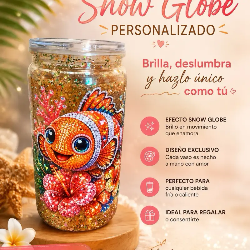 Vasos snow globe personalizados a su gusto de 16oz