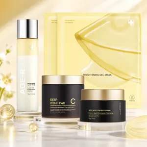 Budget Glow Skincare Set | Glutathione Brightening Toner, Vitamin C Pads & Capsule Cream + Kojic Acid Turmeric Mask for Radiant, Even Skin