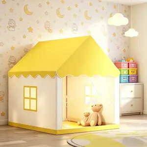 Fairy Tale Castle Tent, Portable Outdoor Play Tent | Blue/Pink/Yellow Options | Unisex Foldable Pretend Playhouse | Holiday Gift for Birthday/Christmas/Thanksgiving/Halloween | No Accessories or Lights Included