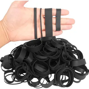 Assorted Sizes Black Elastic Rubber Bands for Office Supplies, 0.5lbs, Sizes 82, 94, 33, 64