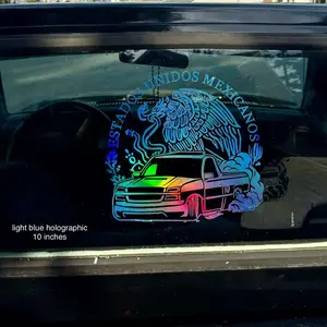 Truck with Escudo de Mexico Decal Sticker - Available in Multiple Colors for Car Trucks Jeeps SUVs and Walls - Back Window Vehicle Exterior Decoration - 5 Sizes Available - Step-by-Step Instructions Included