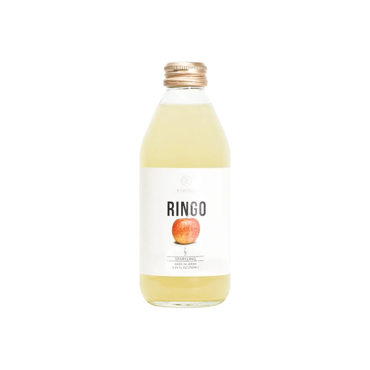 KIMINO Japanese Sparkling Apple Juice Drink 250ml - Zero Fat Low Calorie, No Additives, Refreshing Beverage