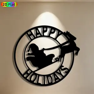1pc Santa Sleigh Reindeer Metal Wall Art, Festive Santa Sleigh Reindeer Statue Mural, Ideal Gift for Christmas, New Year, Holiday Decor Enthusiasts,  Metal Wall Decor Wall Sculptures, Perfect for Living Room Wall & Garden Fence, Christmas Enthusiasts