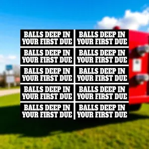 Balls Deep in your First Due pack of 10 Firefighter Fire Department Helmet Stickers