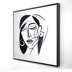 Begin Home Decor 2081-2424-FI103 24 x 24 in. Abstract Face Framed Canvas - Modern Bedroom Wall Art Decor