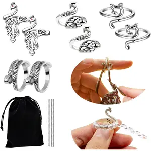 8 Pack Adjustable Crochet Yarn Tension Ring for Crocheting, Crochet Ring for Finger, Peacock  Crochet Knitting Rings for Tension