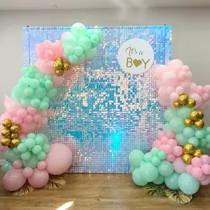 KEQU 24 pieces of 4*6 ft rainbow blue sequin wall back, used for New Year's, Valentine's Day, mermaid themed parties, unicorn themed parties, birthdays, Christmas, anniversaries, wedding decoration banners