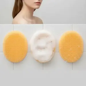 Silicone Shower Back Scrubber Pad, Bath Massage Pad with Suction Cups, Comfortable Exfoliating Bath Mat for Deep Clean, Relaxing Foot & Body Care, Exfoliating Bath Tool