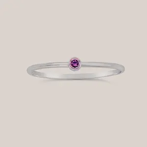 February Birthstone Ring Amethyst – Sterling Silver Stacking Ring