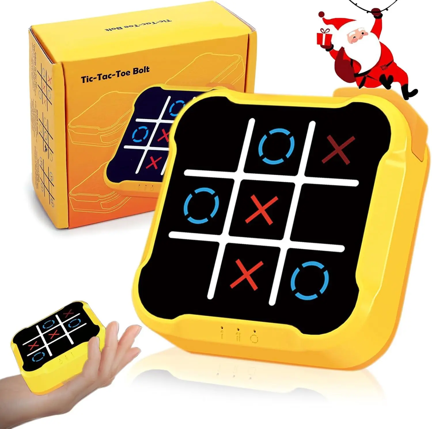 Handheld 3-in-1 Electronic Tic Tac Toe Bolt Game, Silent Mode Digital Puzzle Game, Portable Educational Toy for Kids Adults Travel Party Gift