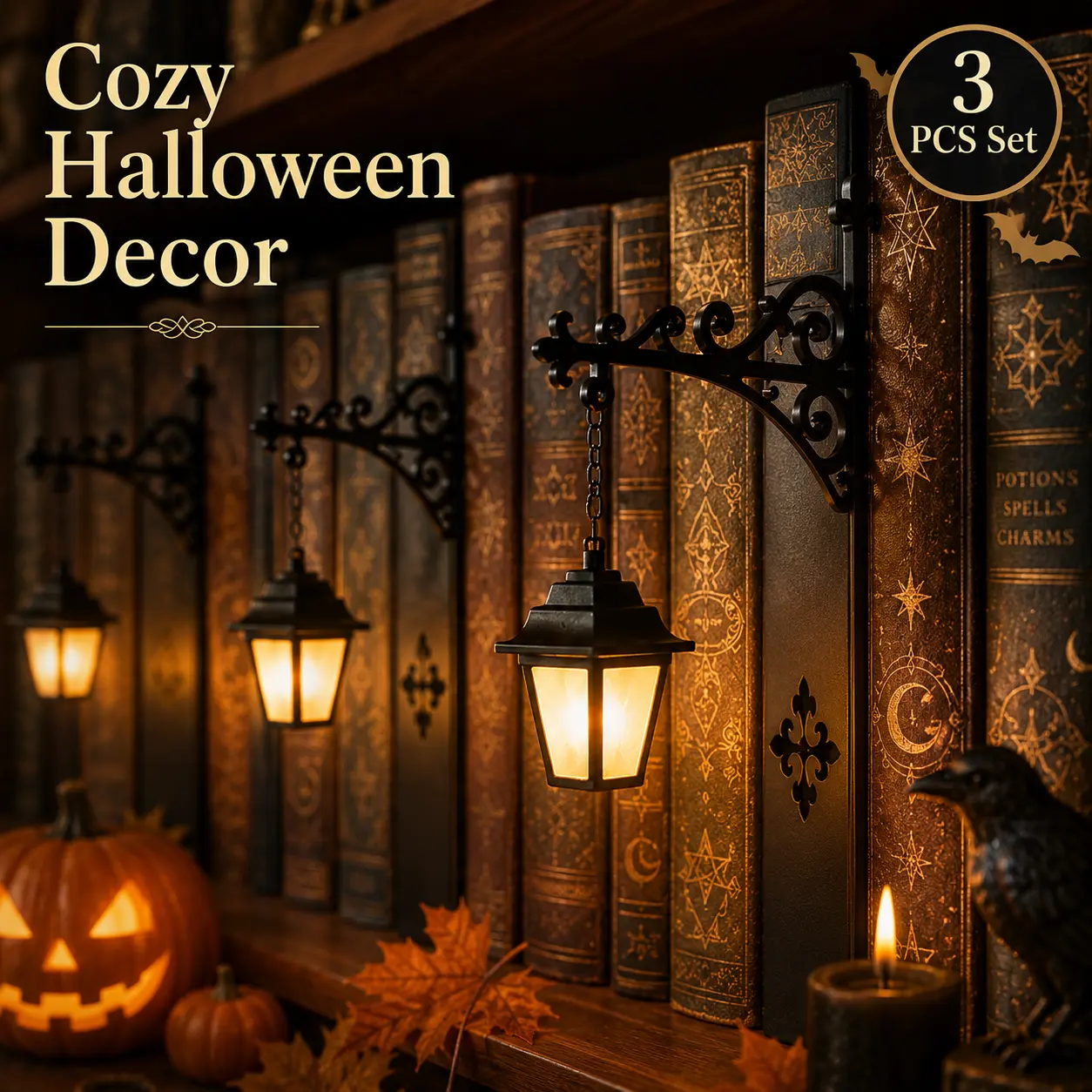 3PCS Library Lantern-Decorative Bookshelf Lighting, Cozy Reading Nook Lamp, Miniature Hanging Shelf Lamp, Warm LED Nightlight, Reading Nook Literary Decor,Halloween decorations.TikTok Shop Black Friday light