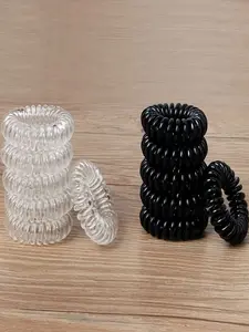 12pcs High Elasticity Hair Tie Set Scrunchies, Women's Fashionable Simple Ponytail Holder, No-Trace Spiral Design Headwear Accessories, Ponytail Hairstyle