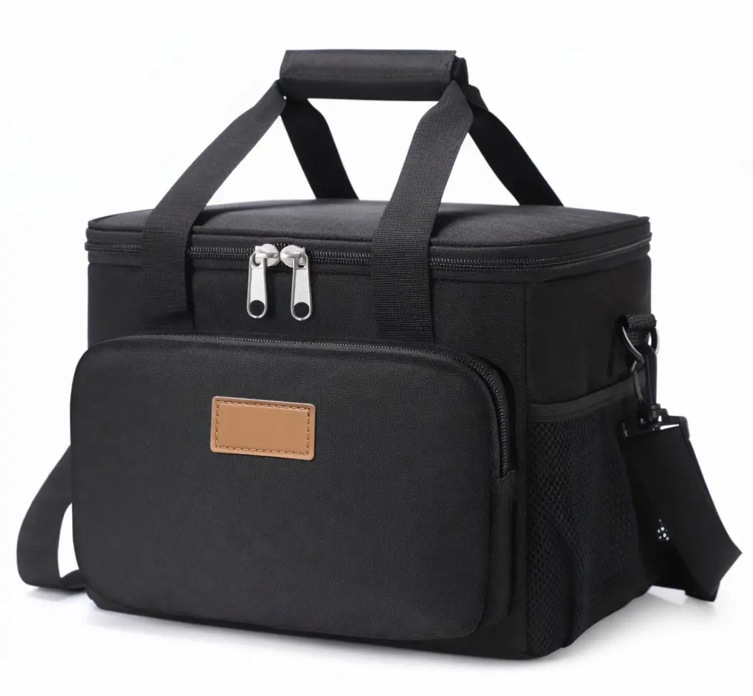 Flag Day Special: Insulated Medium Lunch Bag - 12-Can (9L) Soft Cooler Tote & Leakproof Lunch Box for Men & Women - Portable Cooling Bag for Work, Travel, & Outdoors - Sleek Black