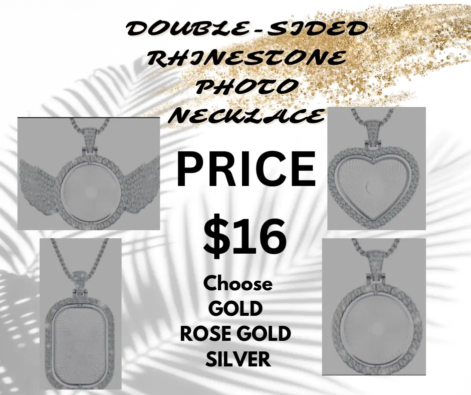 A1 Custom Shop Double-Sided Rhinestone Charm Custome  Necklace for Men & Women - Anniversary Birthday Daily Engagement Necklace with 20.5 Inches Long Chain