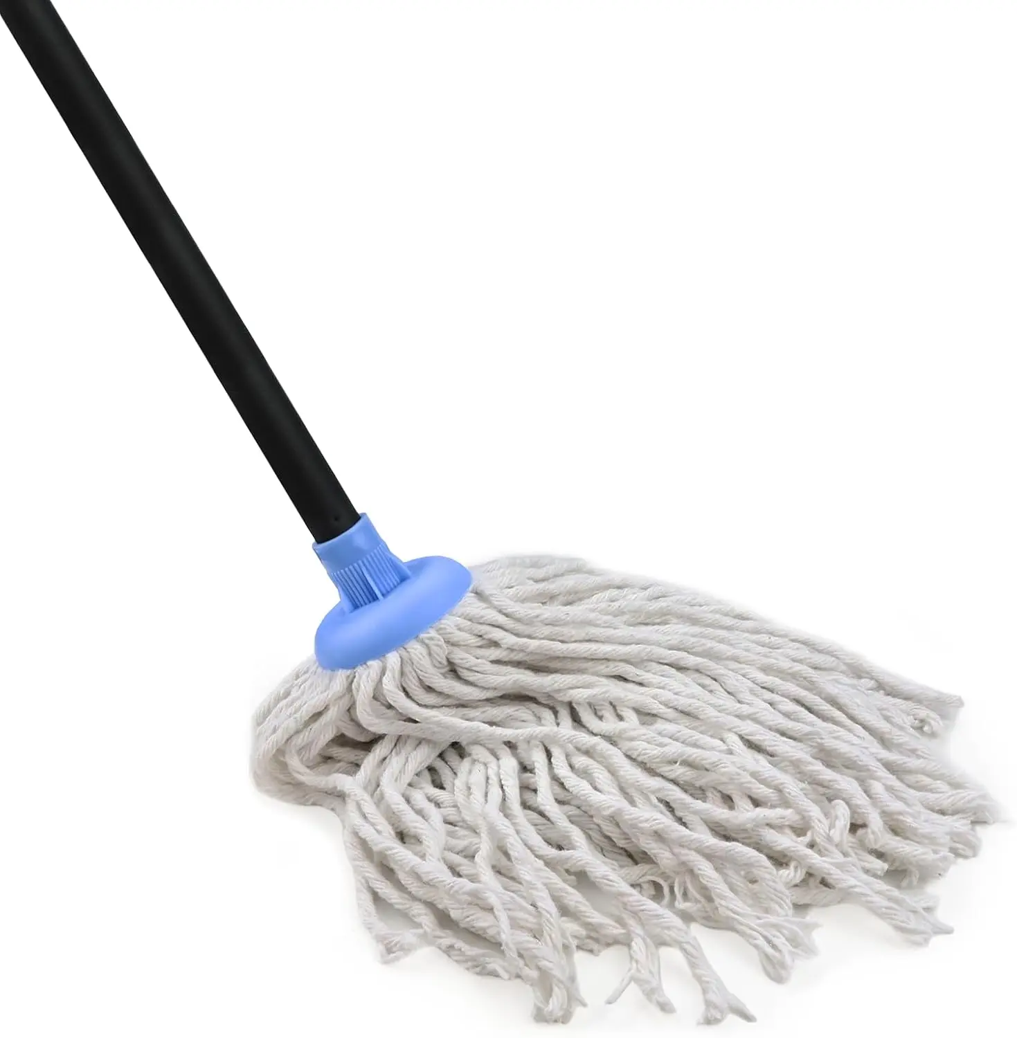 Floor Cleaning - Cotton Mops for Floor Cleaning, Regular Mop for Floors, 49-inch Simple Mops for Cleaning Living Rooms, Bathrooms, and Kitchens. (White&Blue)
