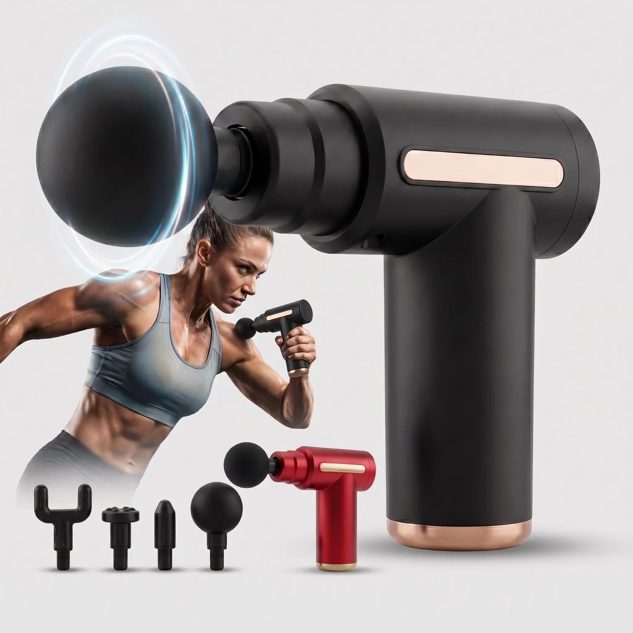 Deep Tissue Muscle Massage Gun | 4 Massage Head Types, Quiet Powerful Percussion Massager for Neck, Back, Shoulders & Legs, Portable Recovery Tool, Gift, Daily, Bullet, Silent, Quiet Operation, Type-C Cable, Gentle Massage