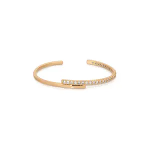 Half Classic Half Sparkle Bracelet Cuff