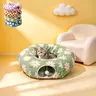 Shaped Donut Pet Tunnel Bed– 2-in-1 Zip-Together Play & Nap Solution - Washable, Warm, Cozy, Home Calming Accessory with Washable Circle Cushion for Indoor Cats ,Puppies & Bunnies