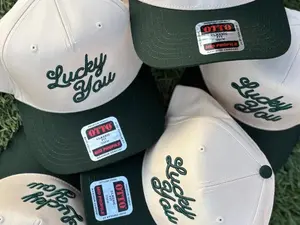 Lucky You Trucker Hat Vintage Custom Snapback Hat Custom Monochrome Hat, Personalized Logo Team Hat 3D Puff