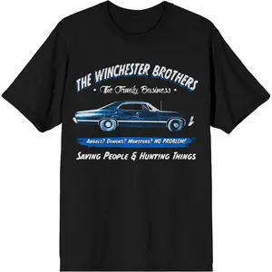 Men's Short Sleeve Graphic Top Supernatural Winchester Brothers Family Business T-Shirt