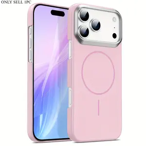 Phone Case - Luxury Metal Camera Frame Protection Magnetic Matte Hard Phone Case Compatible with for Iphone 11 12 13 14 15 16 17 Pro Max Plus 17Air Wireless Charging Shockproof Cover
