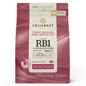 Callebaut Ruby Couverture Chocolate Callets Recipe RB1 5.5 lb 2.5 kg Pure Ruby Cocoa Bean No Colorants No Fruit Flavorings Natural Flavor for Baking & Crafting - Beverage