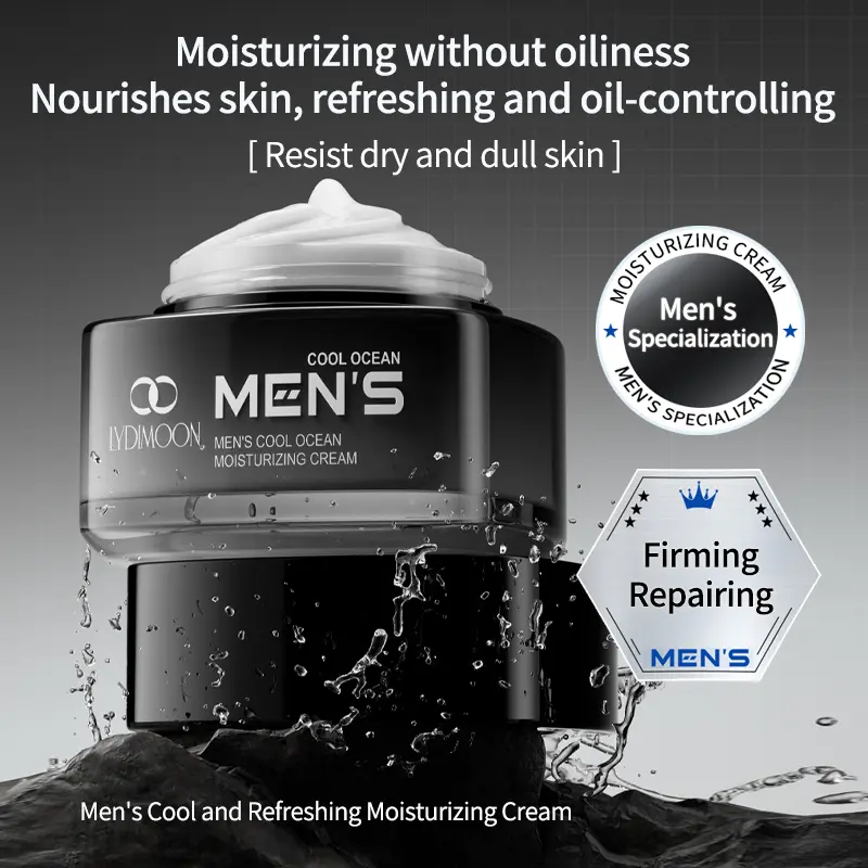 LYDIMOON Men's Oil-Free Face Moisturizer | Cooling Mattifying Hydration for Oily & Dry Skin | All-in-One Daily Face Cream 50g