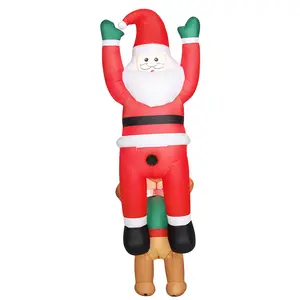 Outsunny 7FT Hanging Christmas Inflatable Santa with Dog, Christmas Blow Up Decoration with Built-in LED Lights for Garden, Indoor Outdoor Home Decor