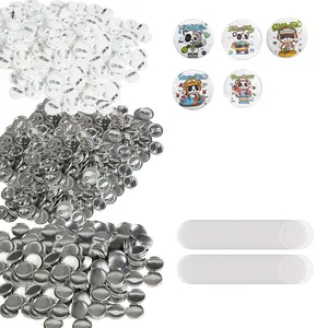 【Summervibes】VEVOR 500 Sets 1 inch 25mm Pin Back Button Parts for Button Maker Machine, DIY Round Button Badge Parts, Set Includes Metal Top, Plastic/Metal Button, Clear Film, and Blank Paper For Gifts Presents