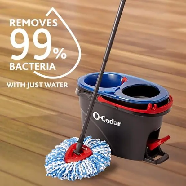 O-Cedar RinseClean Spin Mop With 2-Tank System and Microfiber Mop Head