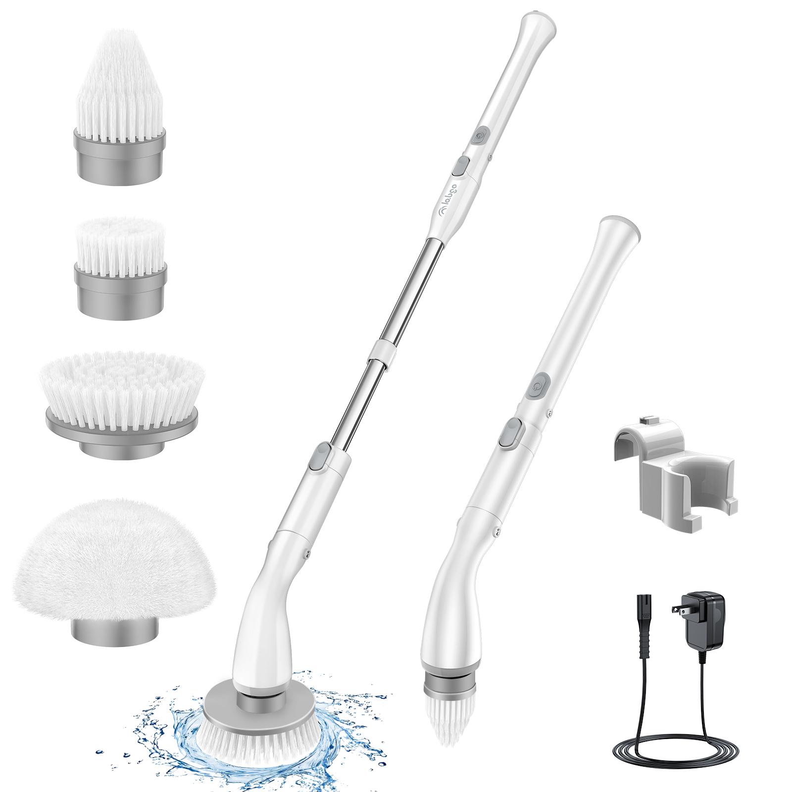 LABIGO Electric Spin Scrubber, Cordless Shower Scrubber with Extension Handle for Bathroom, Kitchen, Tile, Floor & Clean